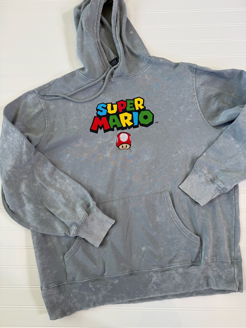 Super Mario Gray Hoodie with Front and Back Design
